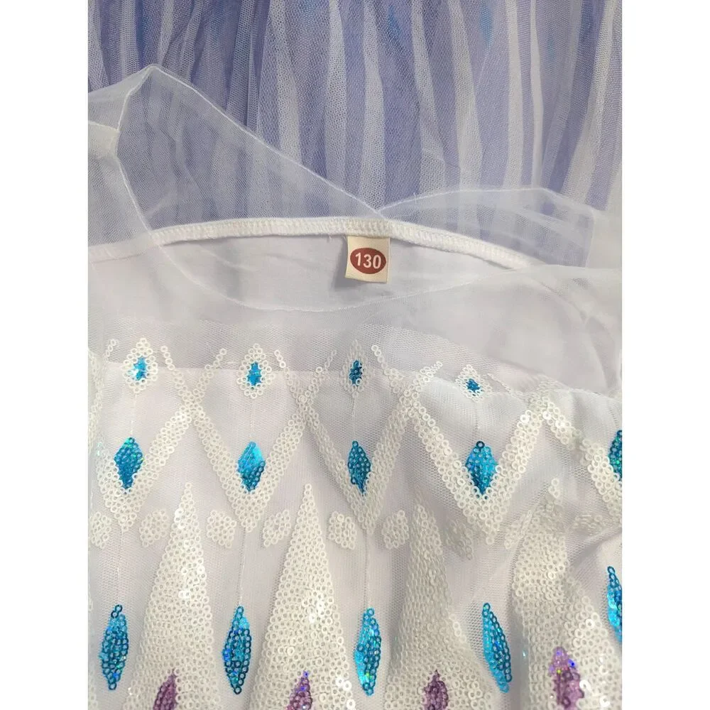 👑 Princess Dress & Accessories Blue Purple Size 6-8 NEW